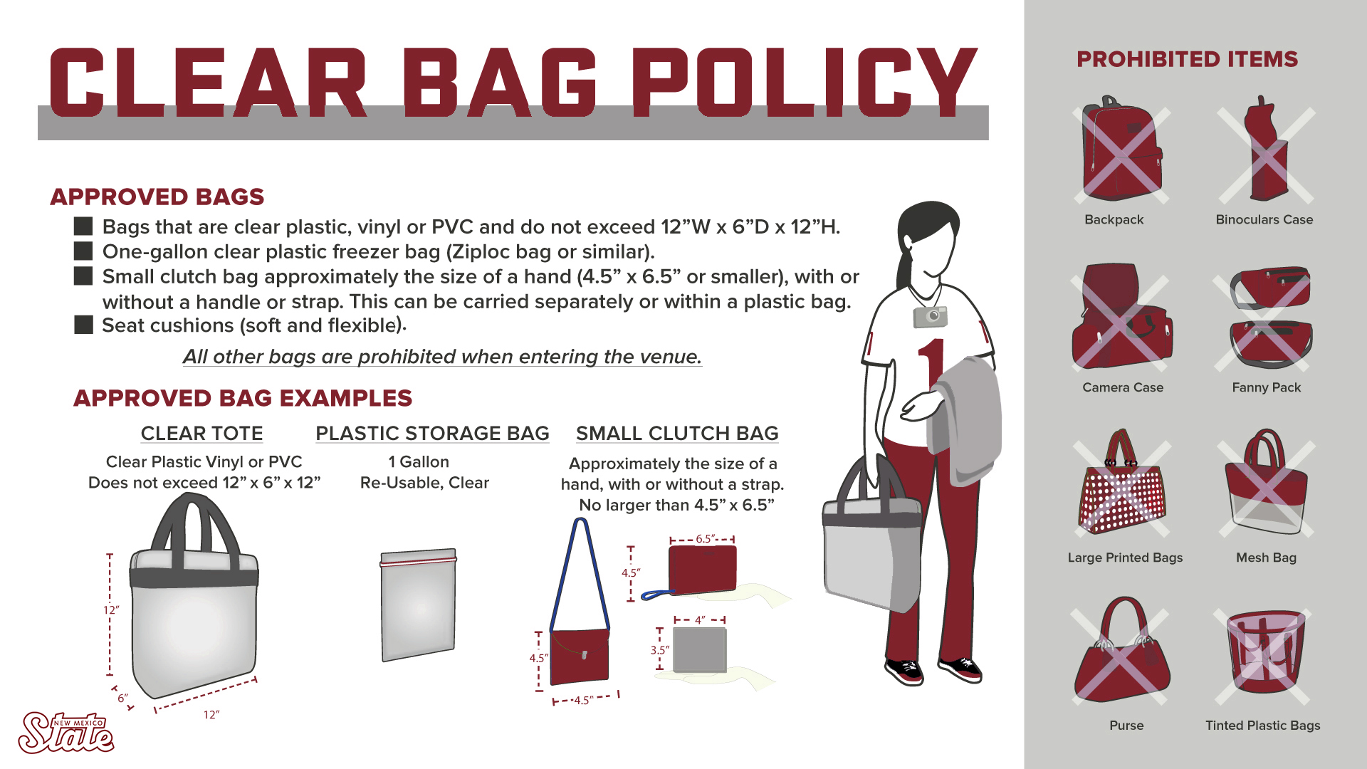 New Mexico State University Special Events Clear Bag policies. 