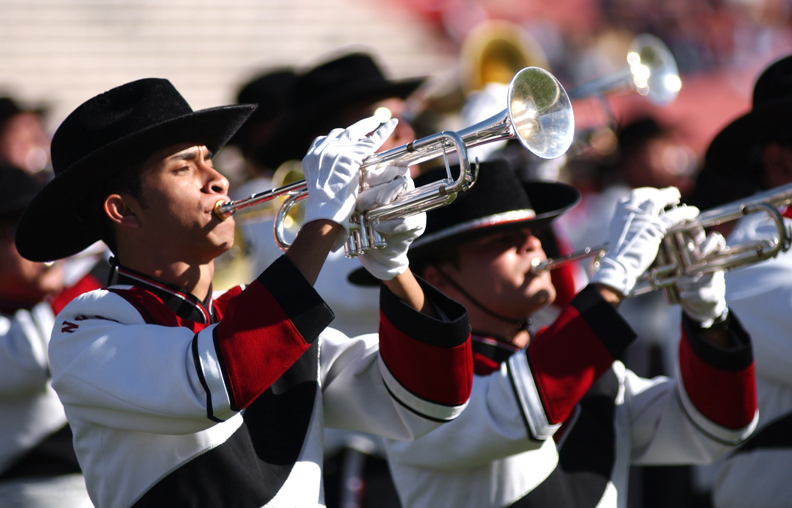 Pride of New Mexico trumpet players performing at Tournament of Bands.